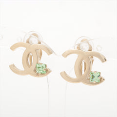 Chanel Coco Logo Green Gemstone Clip On Earrings Costume Jewellery