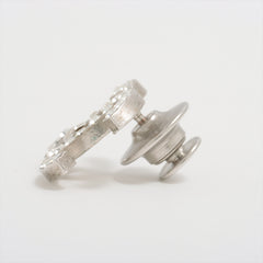 Chanel Coco Logo Silver Rhinestone Small Brooch Costume Jewellery