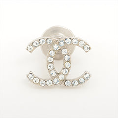 Chanel Coco Logo Silver Rhinestone Small Brooch Costume Jewellery