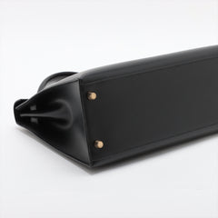 Hermes Kelly 32 Box Leather Black Noir B Square Stamp
