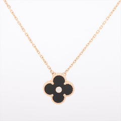 Van Cleef & Arpels Vintage Alhambra Onyx with Diamond Holiday Pendant Necklace 2016