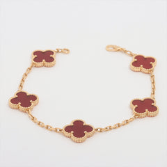 Van Cleef & Arpels Vintage Alhambra 5 Motifs Carnelian Bracelet