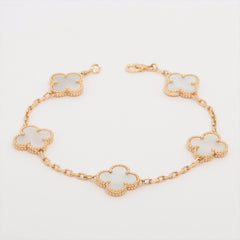 Van Cleef & Arpels Vintage Alhambra Mother of Pearl MOP 5 Motifs Bracelet 2022