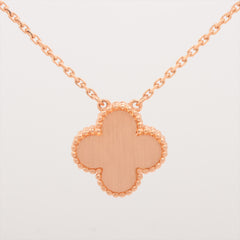 Van Cleef & Arpels Vintage Alhambra Pink Porcelain Sable with Diamond Holiday Limited Edition Necklace