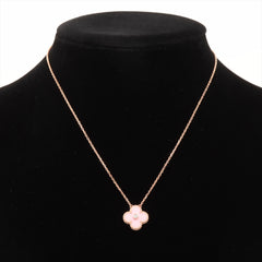 Van Cleef & Arpels Vintage Alhambra Pink Porcelain Sable with Diamond Holiday Limited Edition Necklace