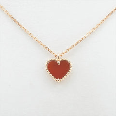Van Cleef & Arpels Sweet Alhambra Hearts Carnelian Necklace