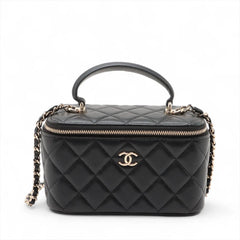 Chanel Matelasse Vanity 2 Way Bag Black