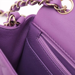 Chanel Mini Square Purple Flap Crossbody Bag Microchipped
