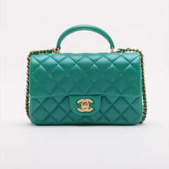 Chanel Mini Rectangular Top Handle Iridescent Green