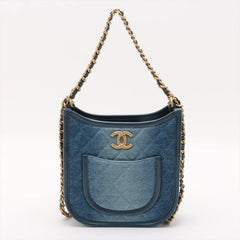 Chanel Hobo Denim Chain 2 way Shoulder Bag (microchipped)