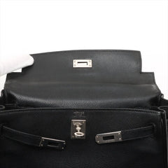 Hermes Kelly 25 Noir Everglain PHW - Stamp J Square
