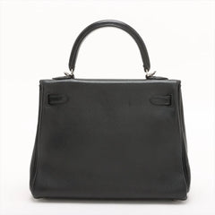 Hermes Kelly 25 Noir Everglain PHW - Stamp J Square