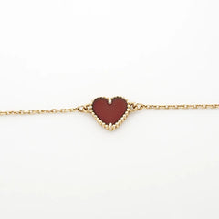 Van Cleef & Arpels Sweet Alhambra Hearts Carnelian Bracelet