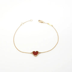 Van Cleef & Arpels Sweet Alhambra Hearts Carnelian Bracelet