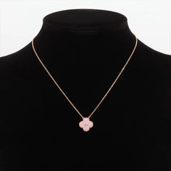 Van Cleef & Arpels Vintage Alhambra Holiday Pendant Pink Porcelain Diamond Necklace