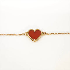 Van Cleef & Arpels Sweet Alhambra Hearts Carnelian Bracelet Pink Gold