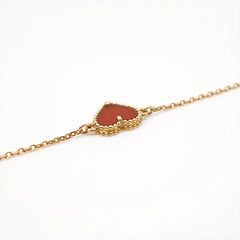 Van Cleef & Arpels Sweet Alhambra Hearts Carnelian Bracelet Pink Gold