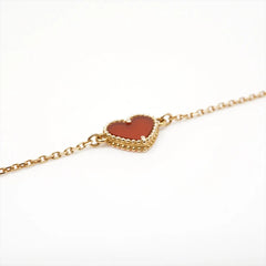 Van Cleef & Arpels Sweet Alhambra Hearts Carnelian Bracelet Pink Gold
