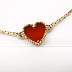 Van Cleef & Arpels Sweet Alhambra Hearts Carnelian Bracelet Pink Gold