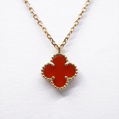 Van Cleef & Arpels Sweet Alhambra Carnelian Pink Gold Necklace