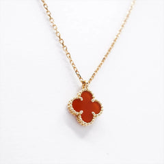 Van Cleef & Arpels Sweet Alhambra Carnelian Pink Gold Necklace