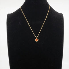 Van Cleef & Arpels Sweet Alhambra Carnelian Pink Gold Necklace