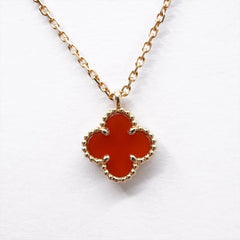 Van Cleef & Arpels Sweet Alhambra Carnelian Pink Gold Necklace