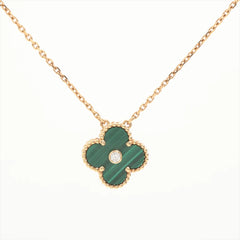 Van Cleef & Arpels Vintage Alhambra Limited Edition Holiday Pendant Malachite Diamond Necklace
