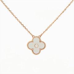Van Cleef & Arpels Vintage Alhambra Limited Edition Holiday Pendant Mother of Pearl Diamond Necklace