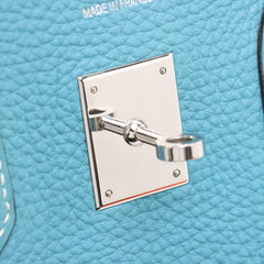 Hermes Birkin 35 Blue Jean PHW Square H Stamp