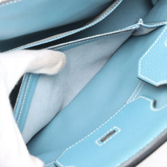 Hermes Birkin 35 Blue Jean PHW Square H Stamp