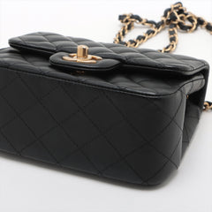Chanel Mini Square Flap Lambskin Black Crossbody Bag - 27 series
