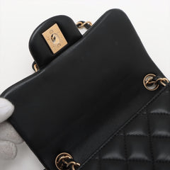 Chanel Mini Square Flap Lambskin Black Crossbody Bag - 27 series