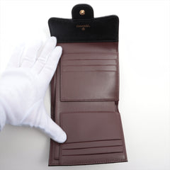 Chanel Tri Folded Caviar Black Wallet - Microchipped