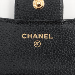 Chanel Tri Folded Caviar Black Wallet - Microchipped