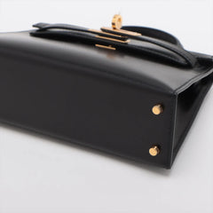 Hermes Mini Kelly Noir GHW Box Leather U Stamp Black