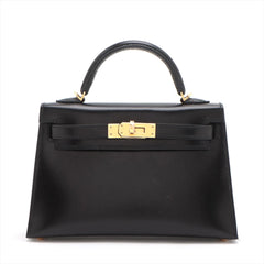 Hermes Mini Kelly Noir GHW Box Leather U Stamp Black
