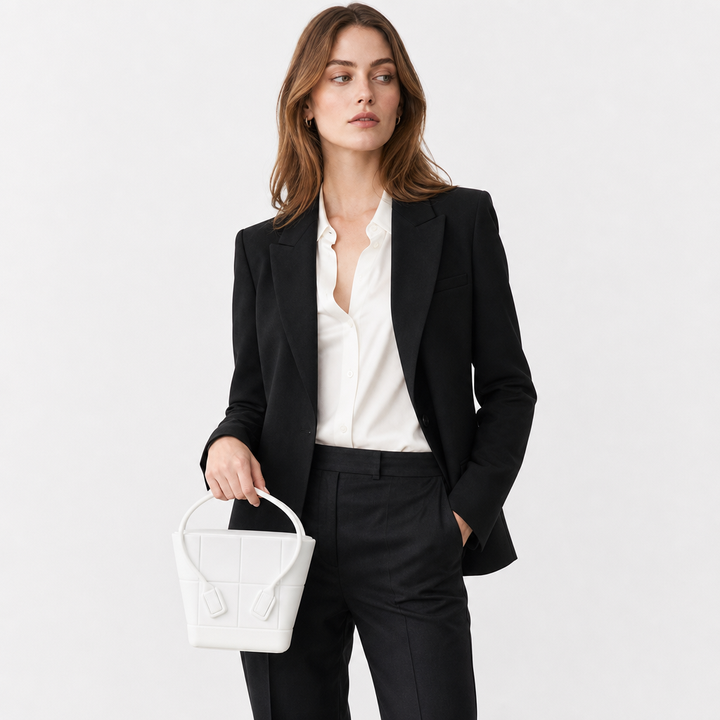 Bottega Veneta Mini Arco Rubber Bag White - On model