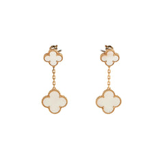 Van Cleef & Arpels Vintage Alhambra 2 Motif Mother Of Pearl MOP Earrings