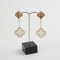 Van Cleef & Arpels Vintage Alhambra 2 Motif Mother Of Pearl MOP Earrings