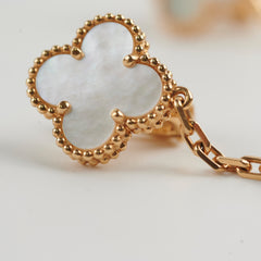 Van Cleef & Arpels Vintage Alhambra 2 Motif Mother Of Pearl MOP Earrings