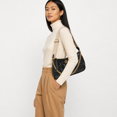 Gucci GG Matelasse Hobo Calfskin Black - On model