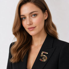 Chanel 5 Crystal and Pearl Brooch