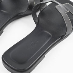 Hermes Oran Sandals Black Size 37.5