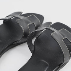 Hermes Oran Sandals Black Size 37.5