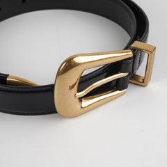 Saint Laurent Folk Buckle Belt In Brushed Leather