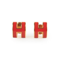 Hermes H Pop Earrings Orange