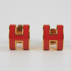 Hermes H Pop Earrings Orange