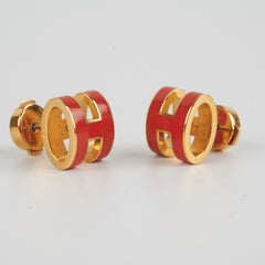 Hermes H Pop Earrings Orange