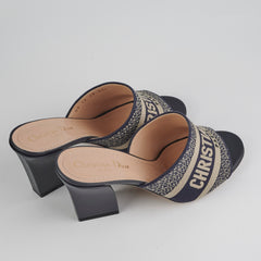 Dior Dway Navy Heeled Slides 37.5